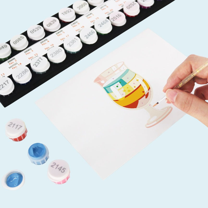5 Schilderen op Nummer Ansichtkaarten - Cocktail set