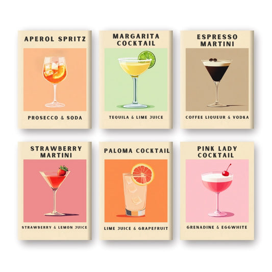 Schilder Op Nummers - 6 Mini Paintings | Cocktail Poster set