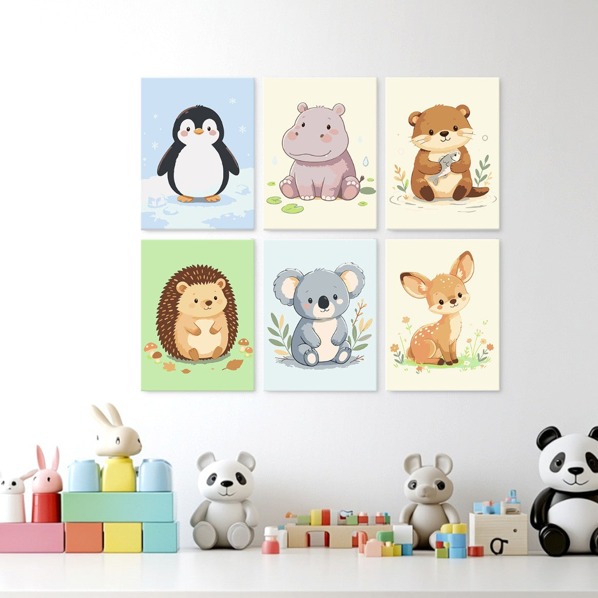 6 Houten Plaat Mini Paintings – Kleine Dierenvriendjes Set