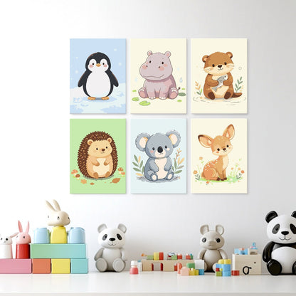 6 Houten Plaat Mini Paintings – Kleine Dierenvriendjes Set