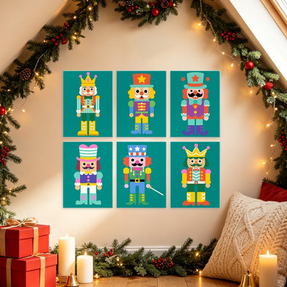 6 Houten Plaat Mini Paintings – Notenkraker Set