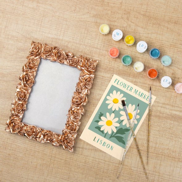 Mini Painting met Fotolijst – Bloemenmarkt Lissabon