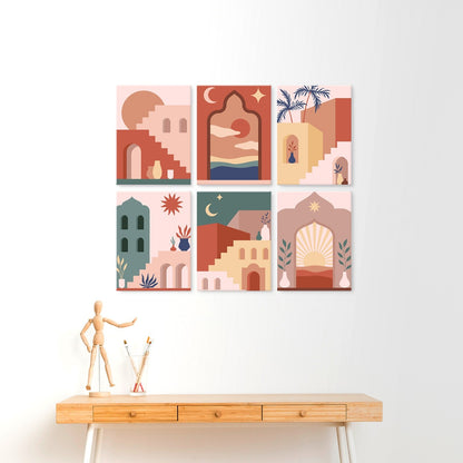 6 Houten Plaat Mini Paintings – Woestijndeuren Set