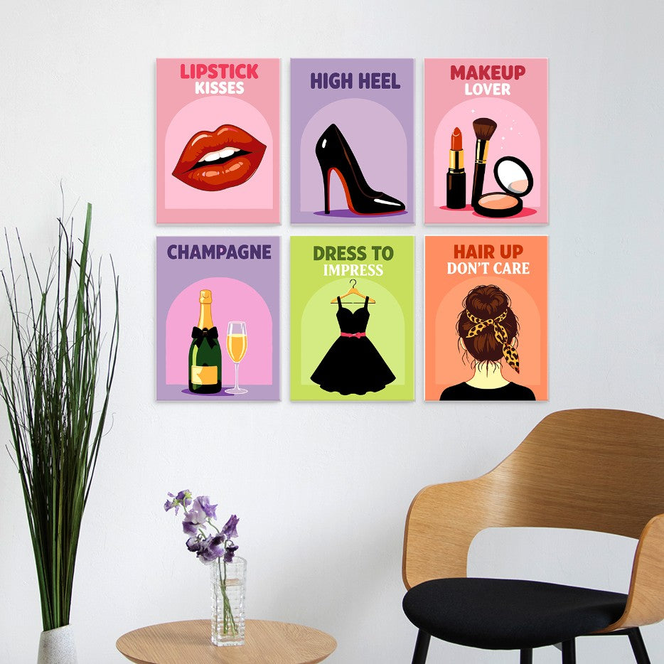 6 Houten Plaat Mini Paintings – Glamour Essentials Set