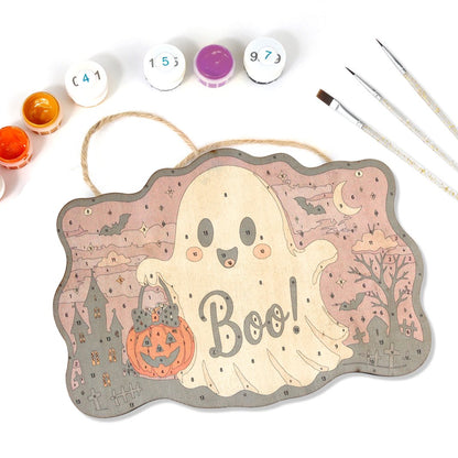 Halloween Spook – Schilder op Nummer Houten Hanger