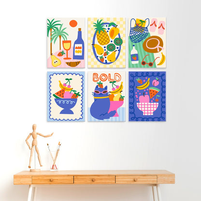 6 Houten Plaat Mini Paintings – Tropische Vakantie Set