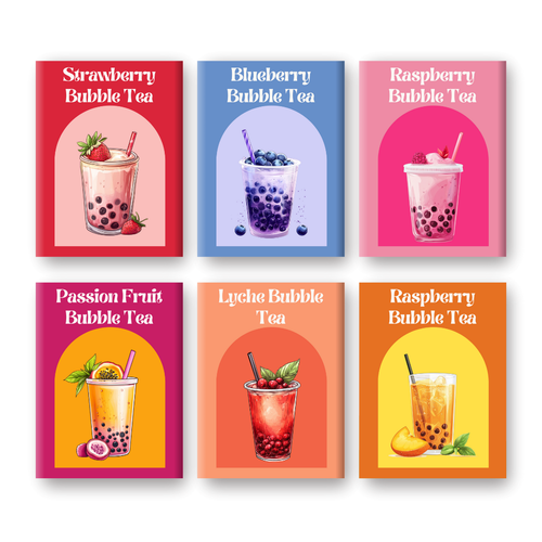 6 Mini Paintings | Kleurrijke Bubble Tea set