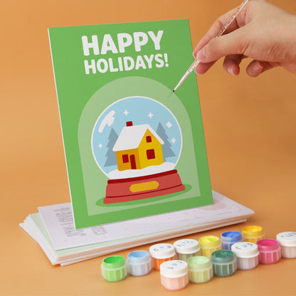 6 Houten Plaat Mini Paintings – Kerstwensen Set