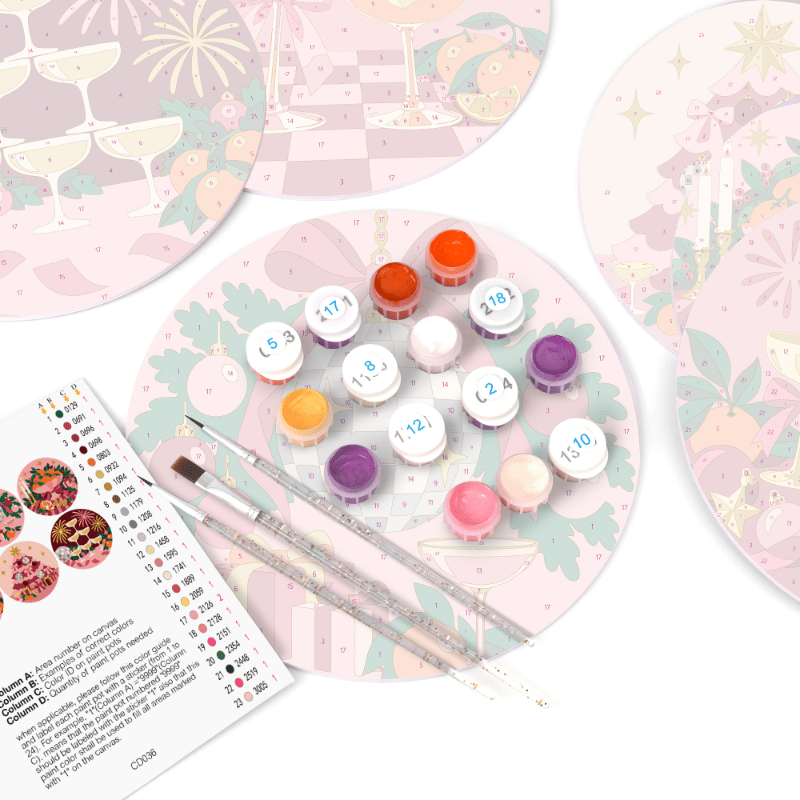 Schilder op Nummer Placemats – Kerst in Roze Set