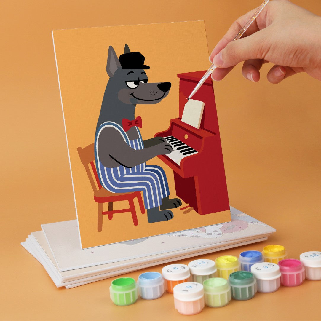 6 Houten Plaat Mini Paintings – Deftige Honden Set
