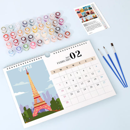 2027 Schilderen op Nummer kalender | Beroemde monumenten editie