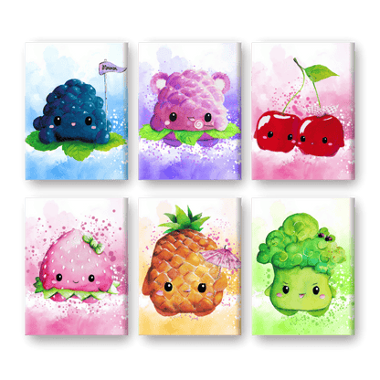 Schilder Op Nummers - 6 Mini Paintings | Kawaii Foods set - By Tiny Tami