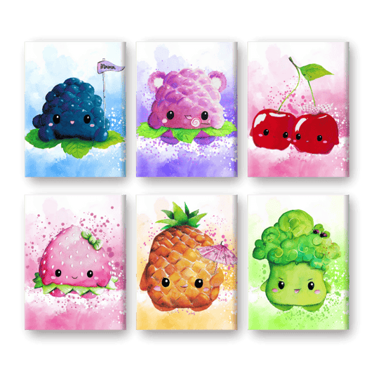 Schilder Op Nummers - 6 Mini Paintings | Kawaii Foods set - By Tiny Tami