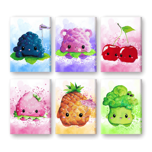 Schilder Op Nummers - 6 Mini Paintings | Kawaii Foods set - By Tiny Tami