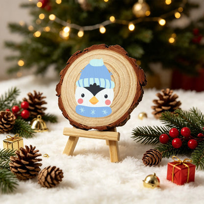 Schilder op Nummer Boomschijf - Kerstpinguïn