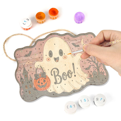 Halloween Spook – Schilder op Nummer Houten Hanger