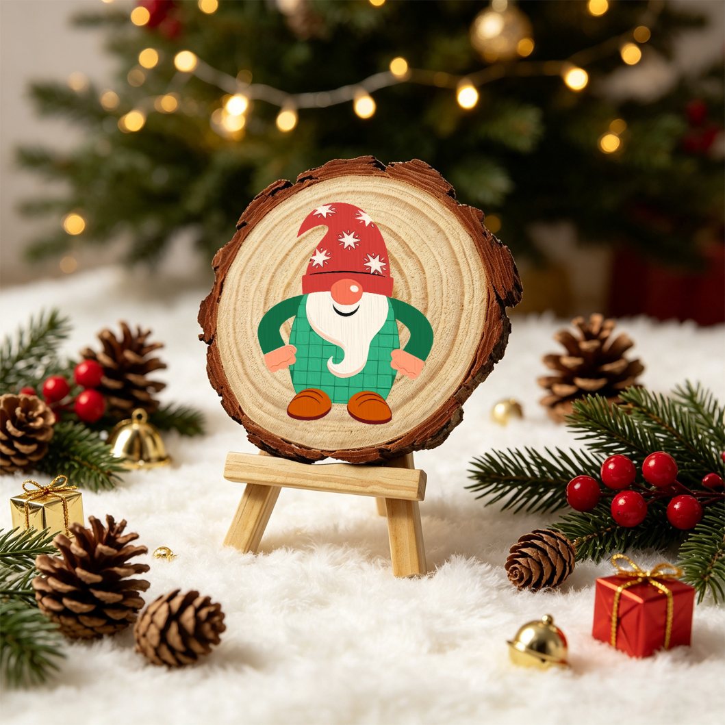 Schilder op Nummer Boomschijf - Kerstkabouter