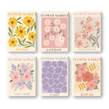 Schilder Op Nummers - 6 Mini Paintings | Prachtige bloemenmarkt set