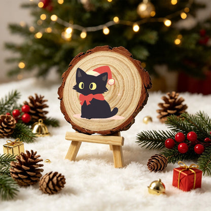 Schilder op Nummer Boomschijf - Kerstkat