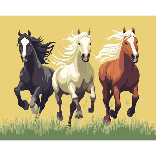 Schilder Op Nummers - 3 rennende paarden