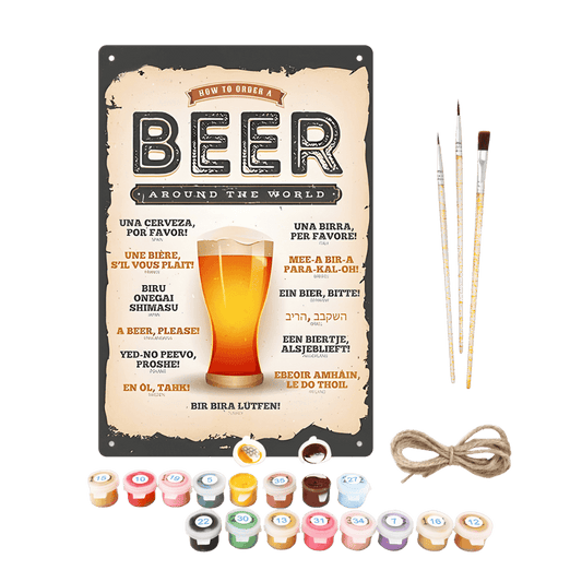 Schilder Op Nummers - Metalen Schilder op Nummer Poster - Beer around the world