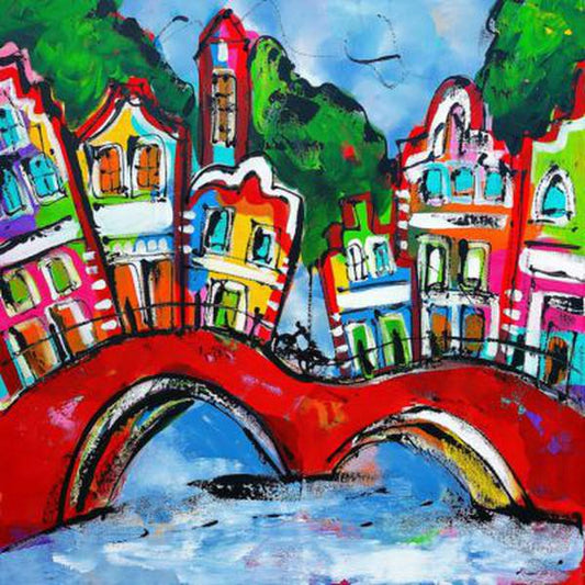 Schilder Op Nummers - Vrolijk Schilderij - Stadsgezicht