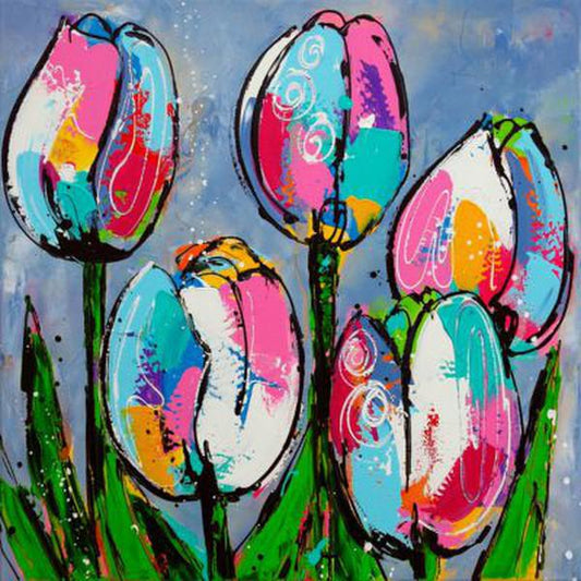 Schilder Op Nummers - Vrolijk Schilderij - Tulpen Blauw