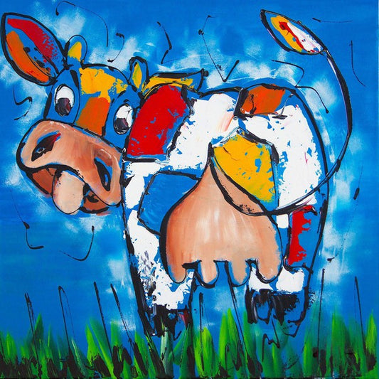Schilder Op Nummers - Vrolijk Schilderij - Blije Koe