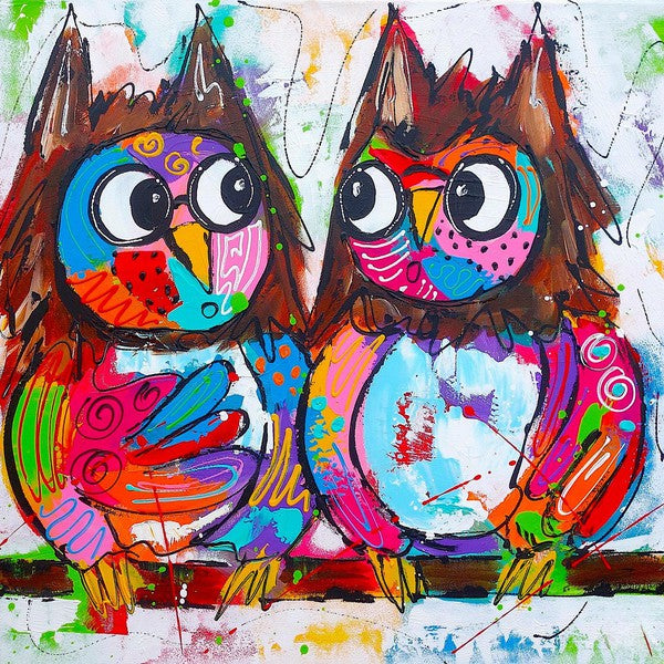 Schilder Op Nummers - Vrolijk Schilderij - Uilen