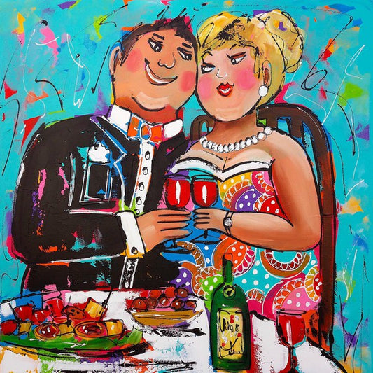 Schilder Op Nummers - Vrolijk Schilderij - Dikke Dames Koppel