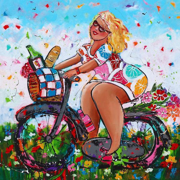 Schilder Op Nummers - Vrolijk Schilderij - Dikke Dames Met Boodschappen