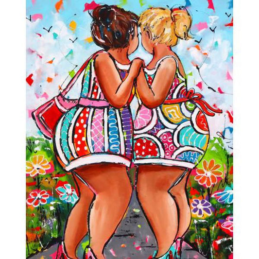 Schilder Op Nummers - Vrolijk Schilderij - Dikke Dames Vriendinnen