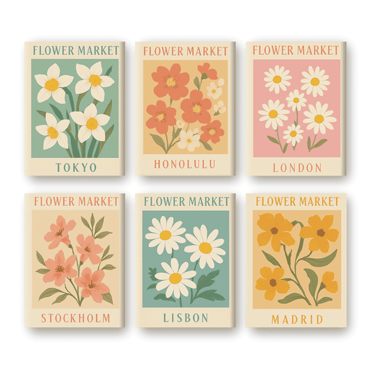 Schilder Op Nummers - 6 Mini Paintings | Bloemenmarkt set