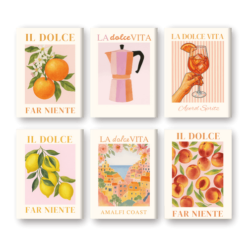 6 Mini Paintings | Italiaanse ''Dolce Vita'' set