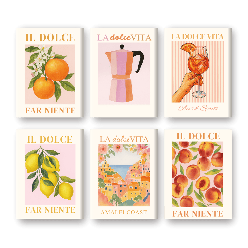 6 Mini Paintings | Italiaanse ''Dolce Vita'' set