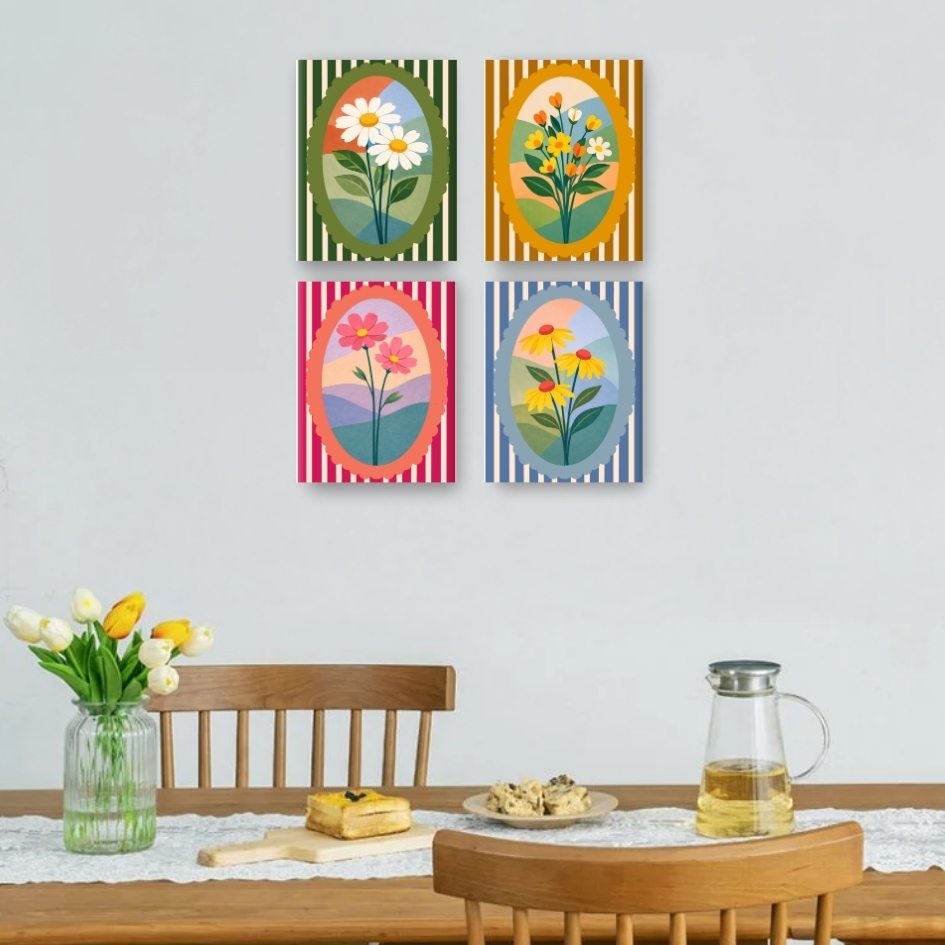 4 Mini Paintings | Bloemen Set