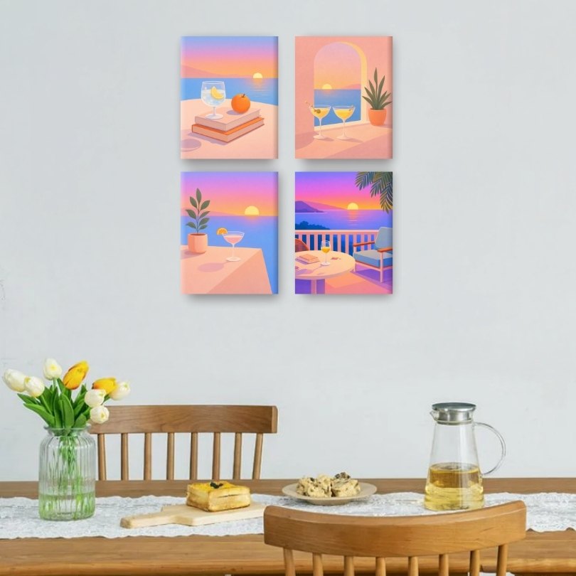 4 Mini Paintings | Zomer & Drankjes Set