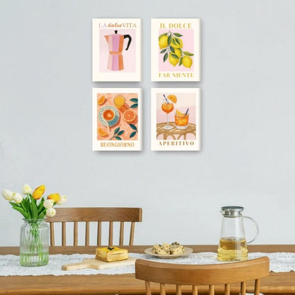 4 Mini Paintings | Italiaanse Dolce Vita Set