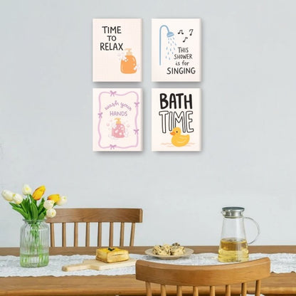 4 Mini Paintings | Badkamer Quotes Set