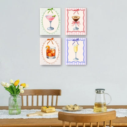 4 Mini Paintings | Kleurrijke Cocktails Set