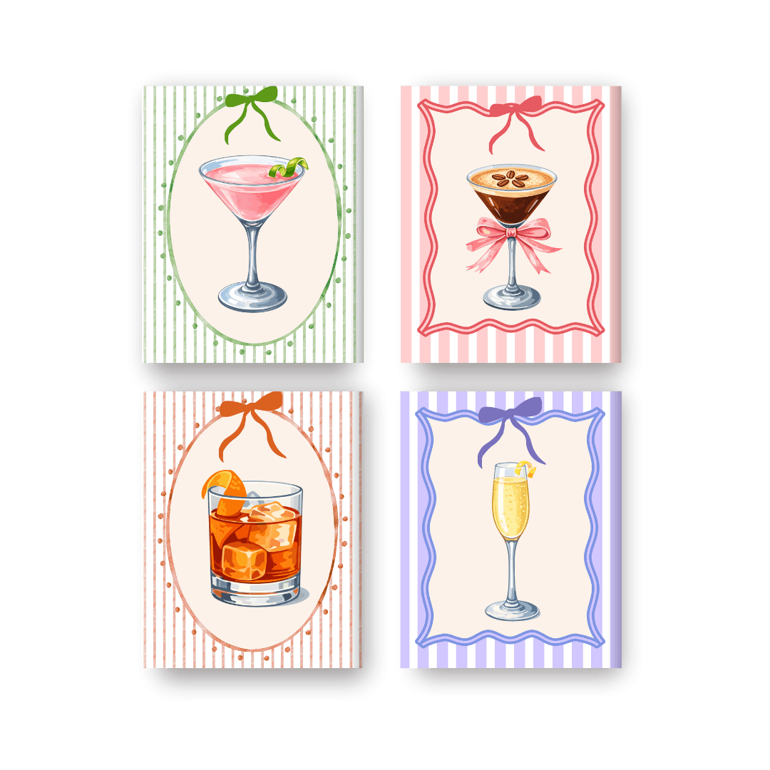 4 Mini Paintings | Kleurrijke Cocktails Set- Schilderen op nummers