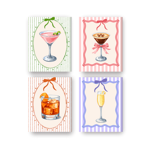 4 Mini Paintings | Kleurrijke Cocktails Set- Schilderen op nummers