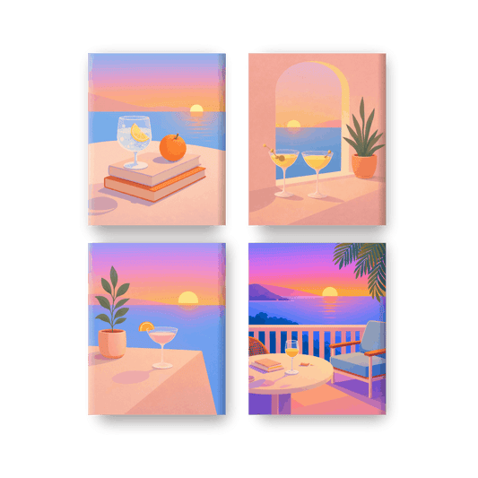 4 Mini Paintings | Zomer & Drankjes Set- Schilderen op nummers