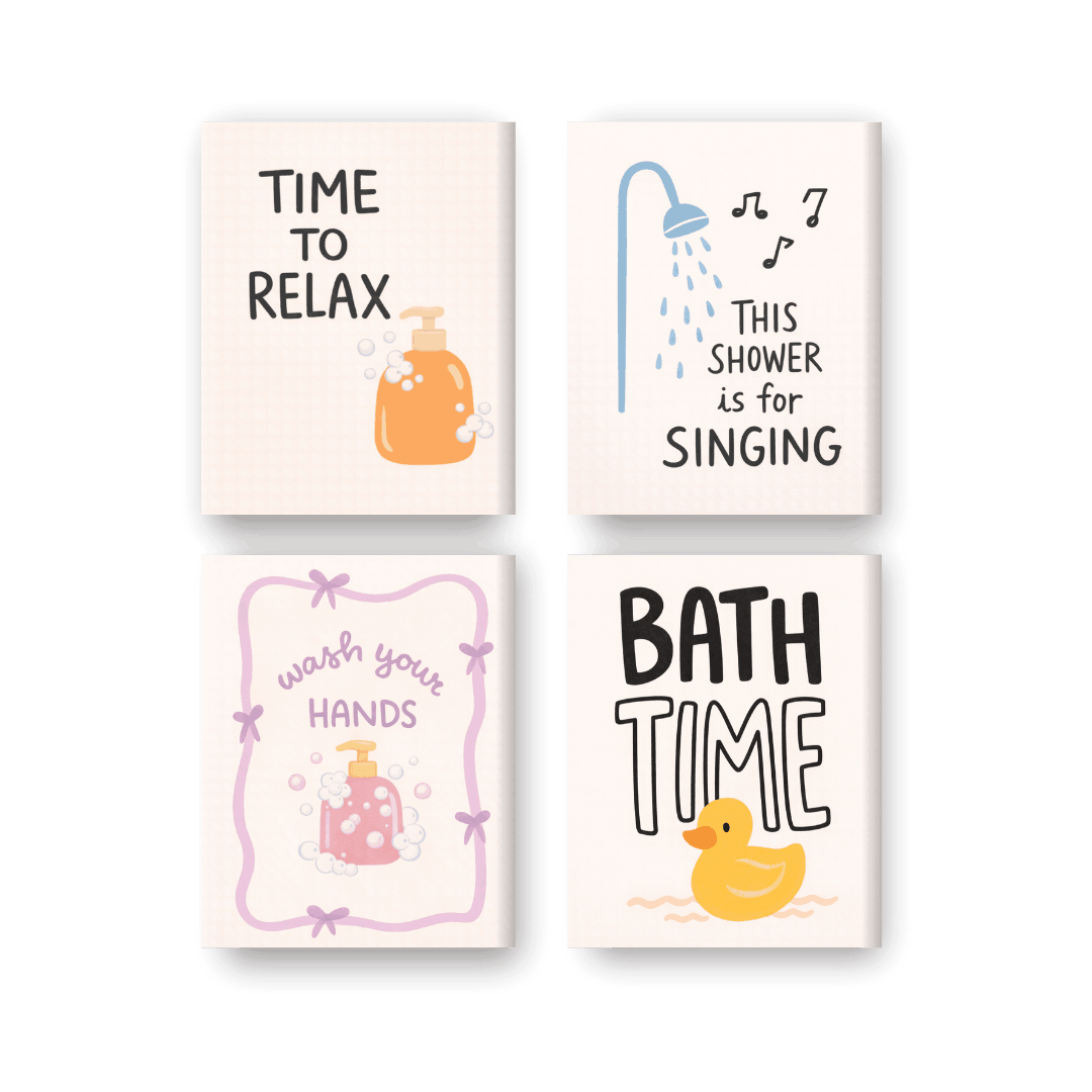 4 Mini Paintings | Badkamer Quotes Set- Schilderen op nummers