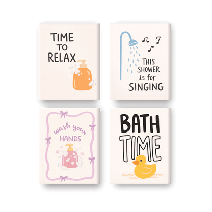 4 Mini Paintings | Badkamer Quotes Set- Schilderen op nummers