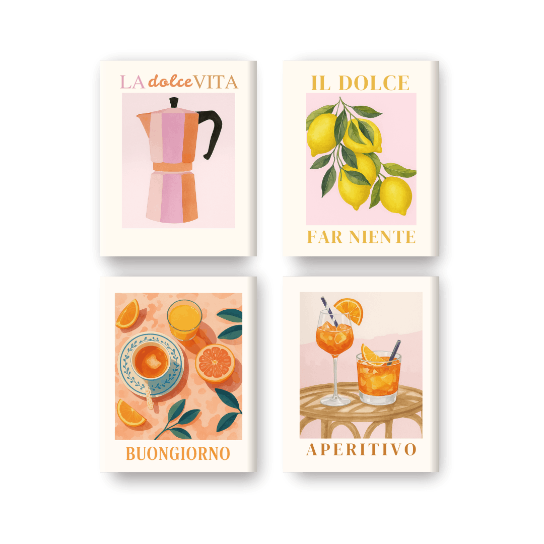 4 Mini Paintings | Italiaanse Dolce Vita Set- Schilderen op nummers