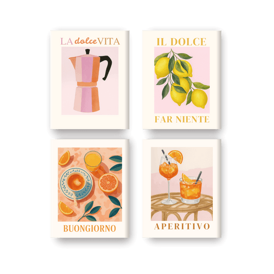 4 Mini Paintings | Italiaanse Dolce Vita Set- Schilderen op nummers