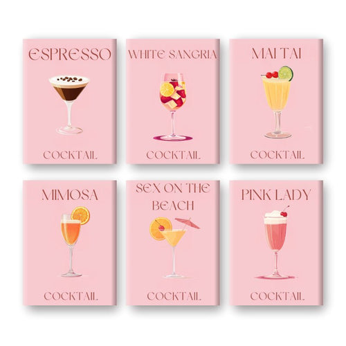 6 Mini Paintings | Pink Cocktail set