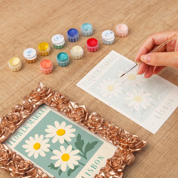 Mini Painting met Fotolijst – Bloemenmarkt Lissabon