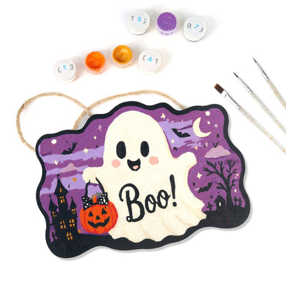 Halloween Spook – Schilder op Nummer Houten Hanger